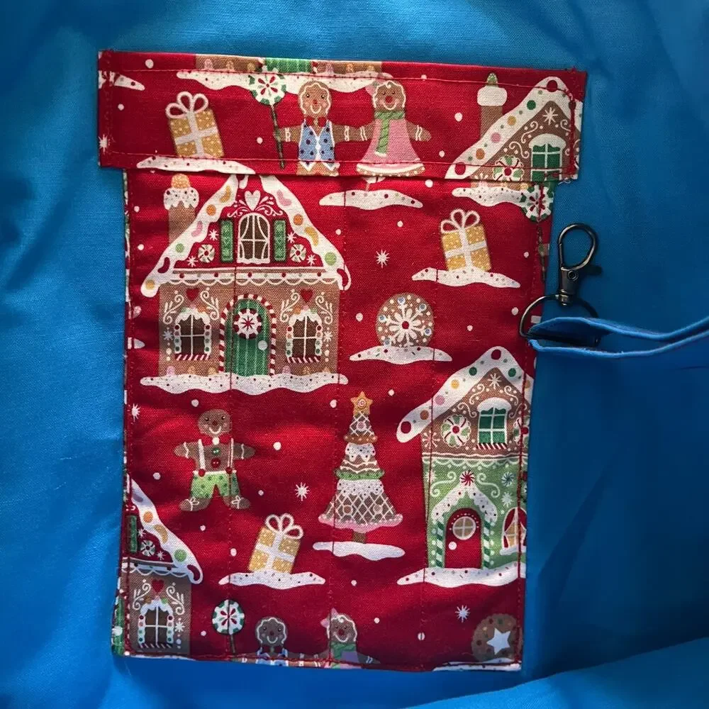 Handmade Womens Christmas Tote Bag Gingerbread House Red Holidays Gift